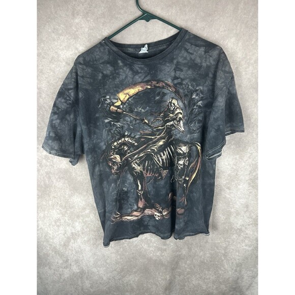 Vintage Y2K 2005 Grim Reaper Horse Skeleton Abrar Ajmal Art T-Shirt Size L - Picture 1 of 5